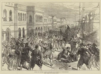 Street Riot between Turkish Gendarmes and Christians at Constantinople